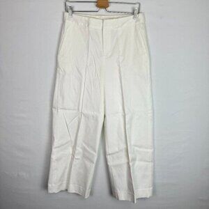 Everlane The Wide Leg High Rise Cotton Work Office Pant Off White 4